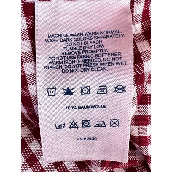 Land's End Supima Plaid Shirt fit & tall in Red and White Men's - Picture 8 of 8